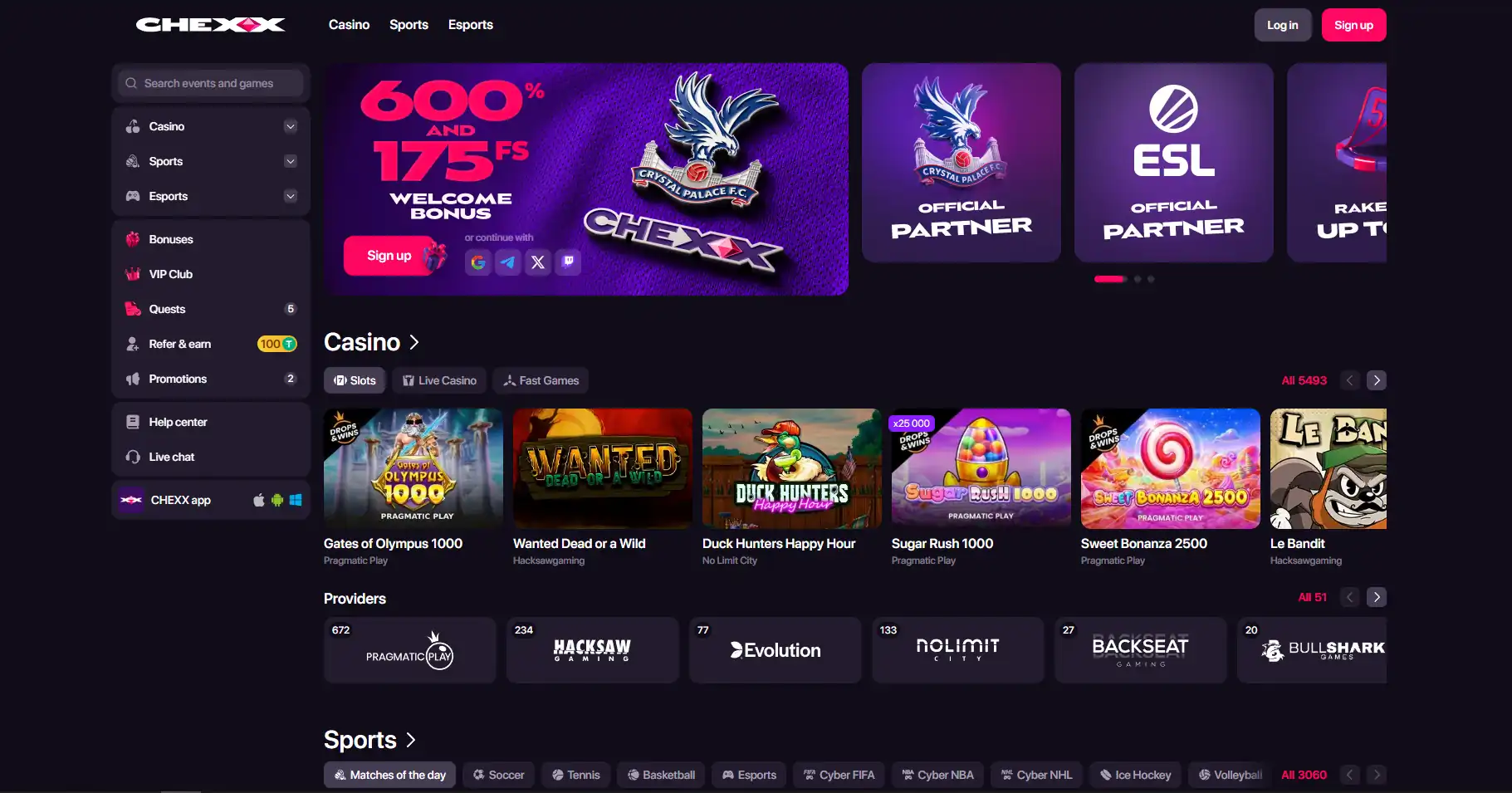 Lobby oficial del casino en vivo de CHEXX