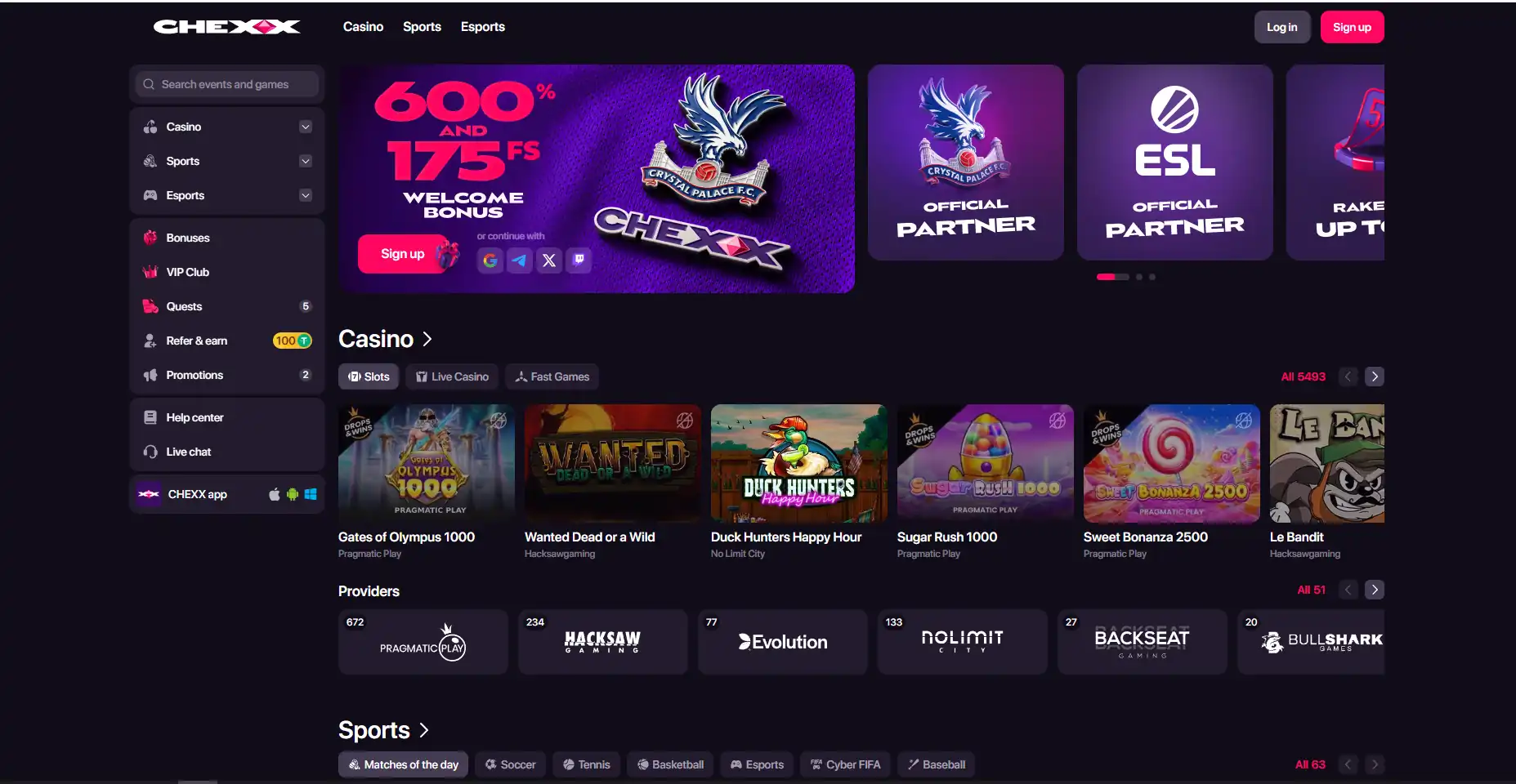 Lobby de juegos de CHEXX